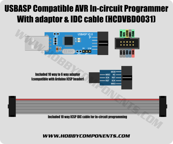 USBASP USB AVR Programmer for Atmel; USB ASP USBISP ISP Arduino Bootloader USA