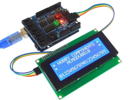 I2C 2004 Serial 20 x 4 LCD Module connected to Uno and V4.0 sensor shield  (not included)