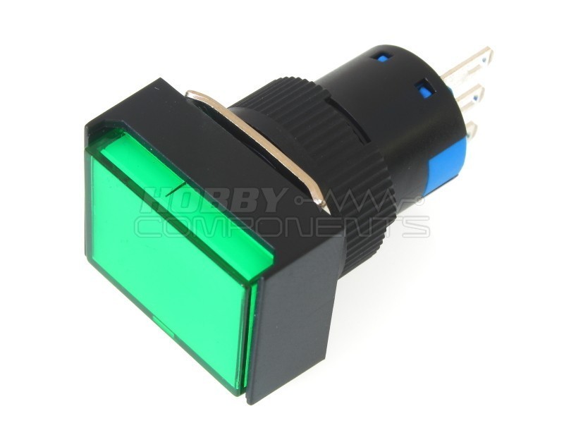 Non-Latching Rectangle Push Button Switch DC 12V (Green)