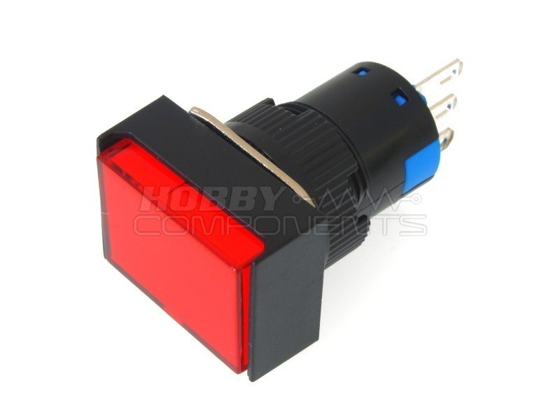 Non-Latching Rectangle Push Button Switch DC 12V (Red)