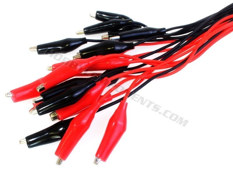 Pack of 20 Crocodile Leads - Red and Black