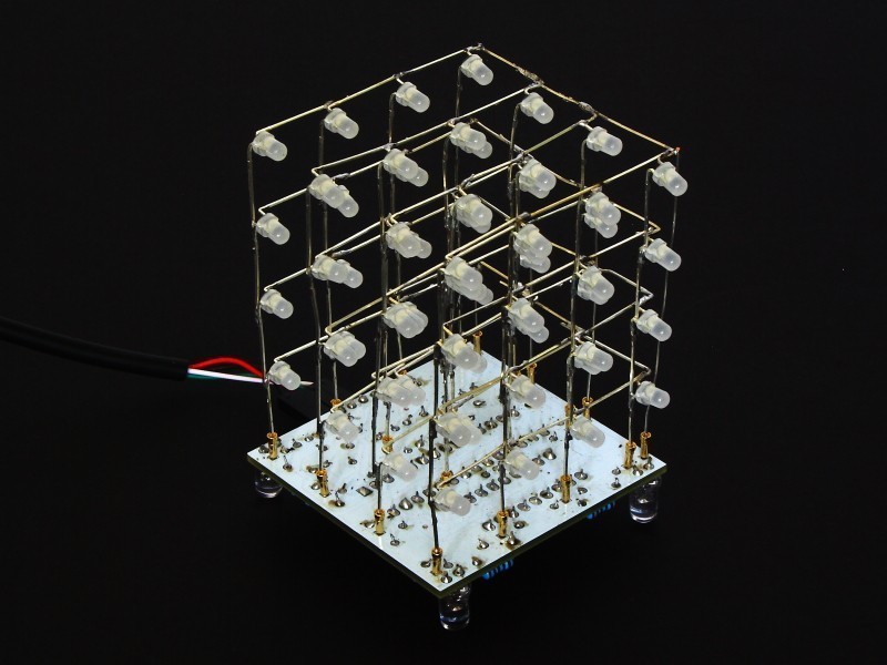 Hobby Components 4x4x4 64 LED cube kit (Available in various colours with White PCB base).