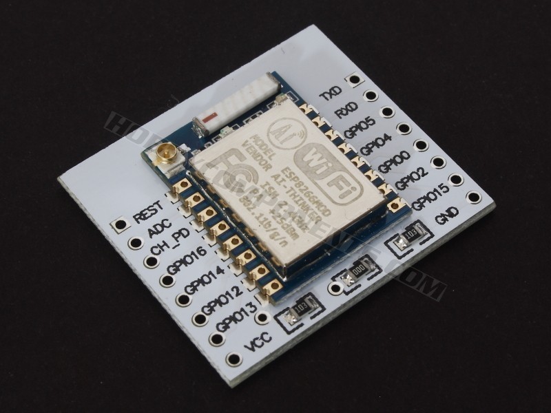 ESP-07 ESP8266 Serial Wifi Module shown here on adapter plate (sold seperately. See HCPROT0087).