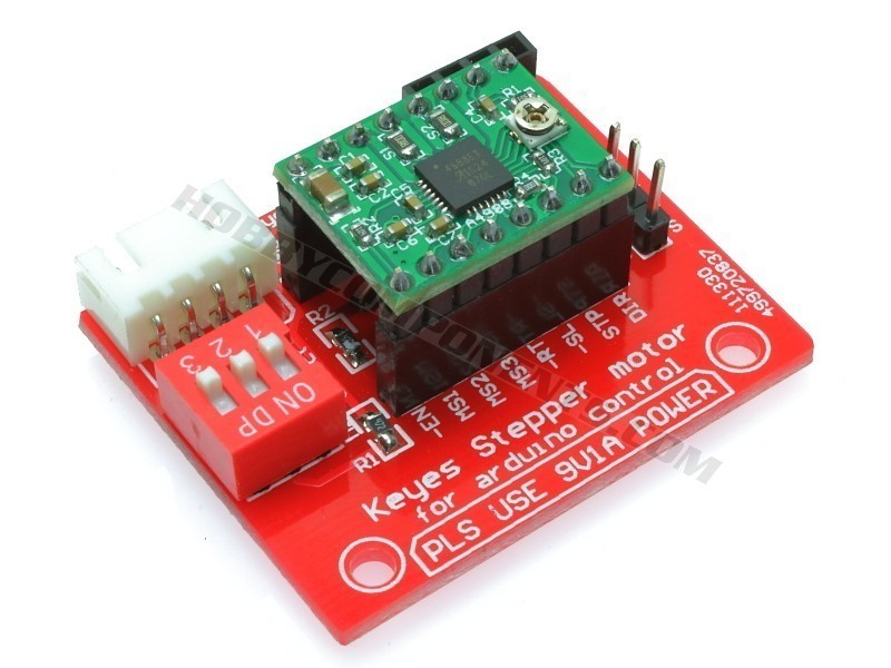 Breakout board for A4988 Stepper Motor Driver shown here with optional A4988 Driver module