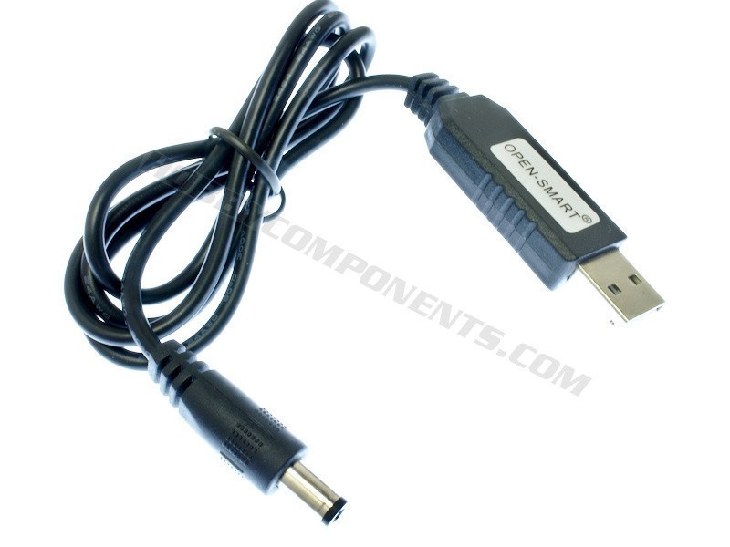 USB to 2.1mm Jack cable with 9V DC-DC step-up PSU