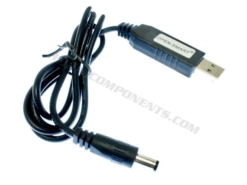 USB to 2.1mm Jack cable with 9V DC-DC step-up PSU