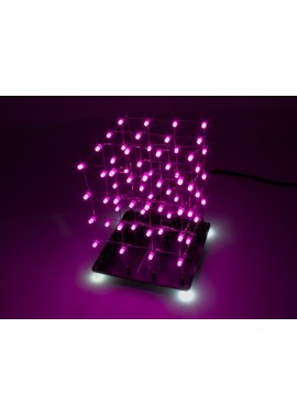 4x4x4 V2 LED Cube Kit (Pink)