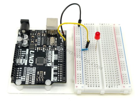 Acrylic Prototyping Platform shown with our Uno R3 (sold separately) and 400 point breadboard (also sold separately).