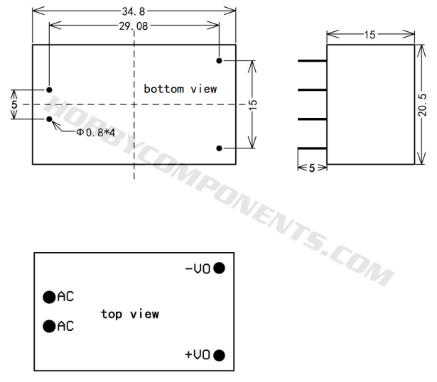 Mini transformador 220V-12V - HLK-PM12 BricoGeek